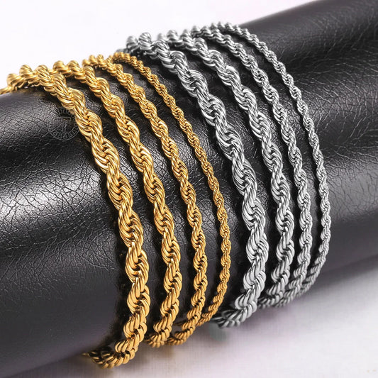 Adjustable Stainless Steel Twisted Rope Chain Bracelets