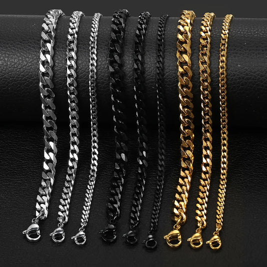 Men's Stainless Steel Curb Cuban Link Chain Bracelets