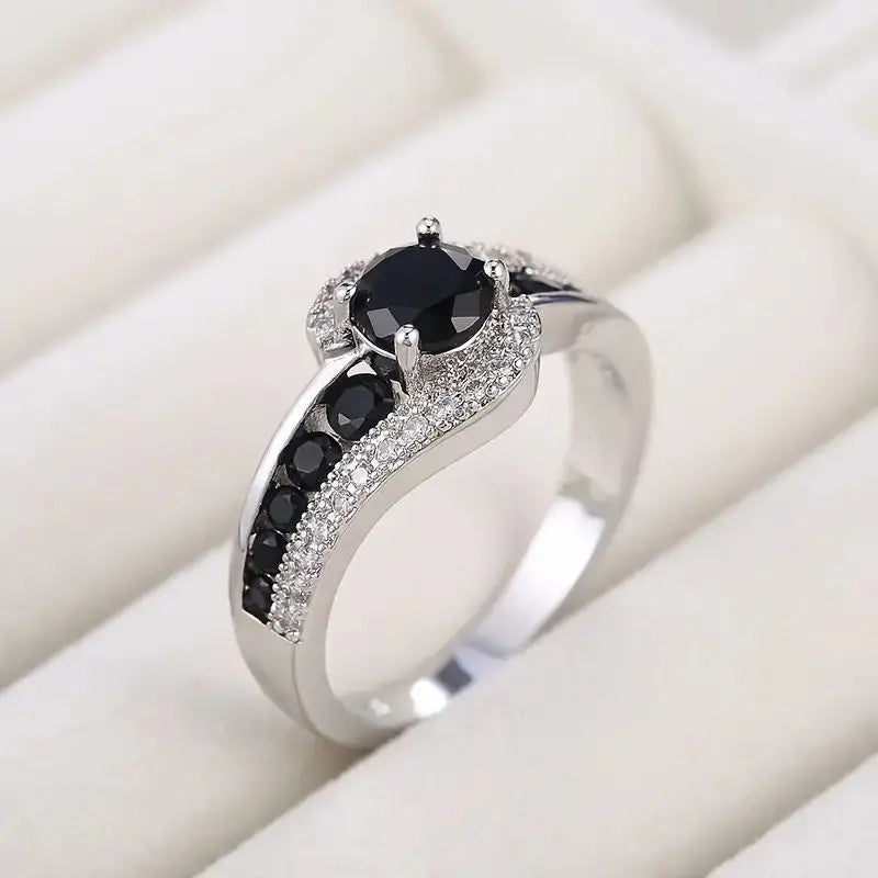 Women's Black Stone Ring