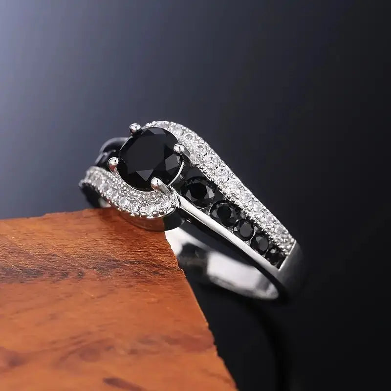 Women's Black Stone Ring